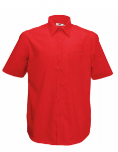 Mens Short Sleeve Popline Hemd red L